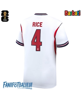 Anglia Declan Rice #4 Tricou Fotbal Replică Mondial 2026 Barbati Acasa